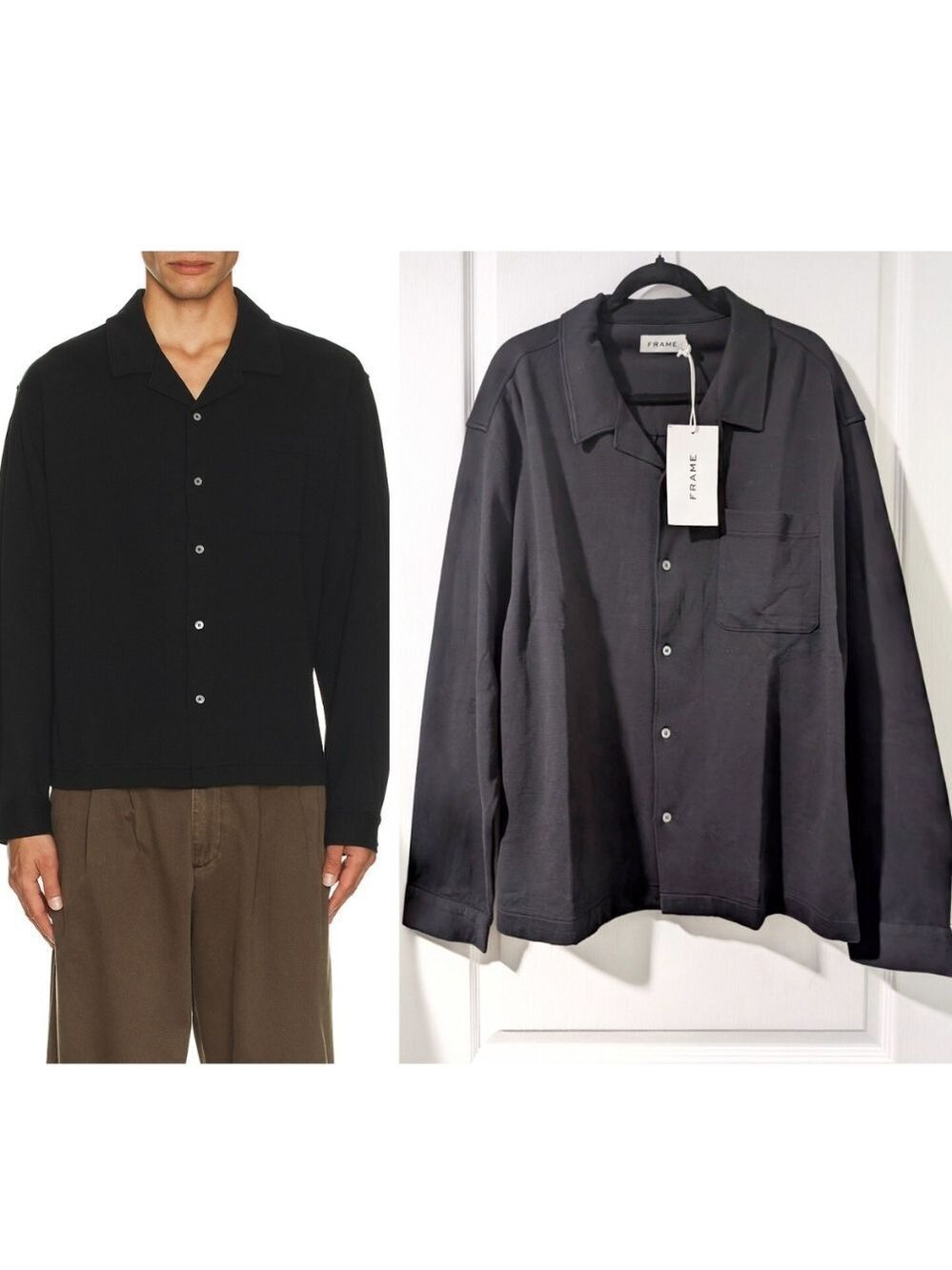 FRAME | Men’s Duo Fold Long-sleeve Relaxed Shirt In Black
